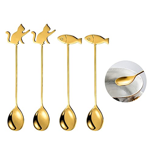 Cucchiaino da Caffè, CHSEROK 4 Pezzi Gattini