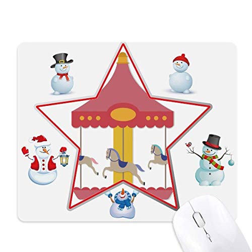 Tapis de souris bonhomme de neige et parc d'attraction étoilé multicolore