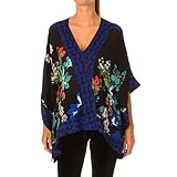 Desigual Boho Poncho Blouse Danubio (S) Negro