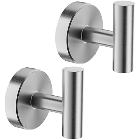 AULLEND Bathroom Towel Hook, Coat Robe Hook for Bathroom Kitchen Garage Wall Mount Solid SUS 304 Stainless Steel Brushed Nickel 2 Pack Cover