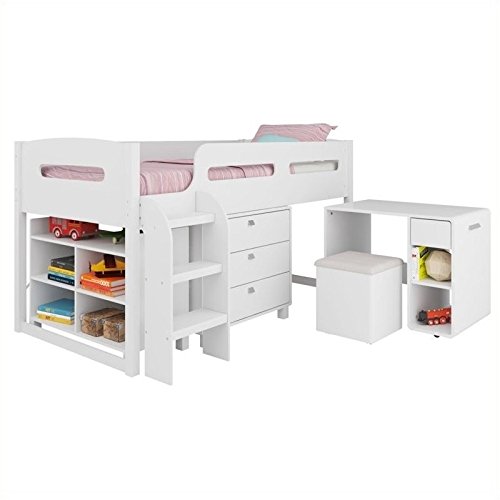 Corliving Madison Loft Bed, Single/Twin, Snow White #TOP12