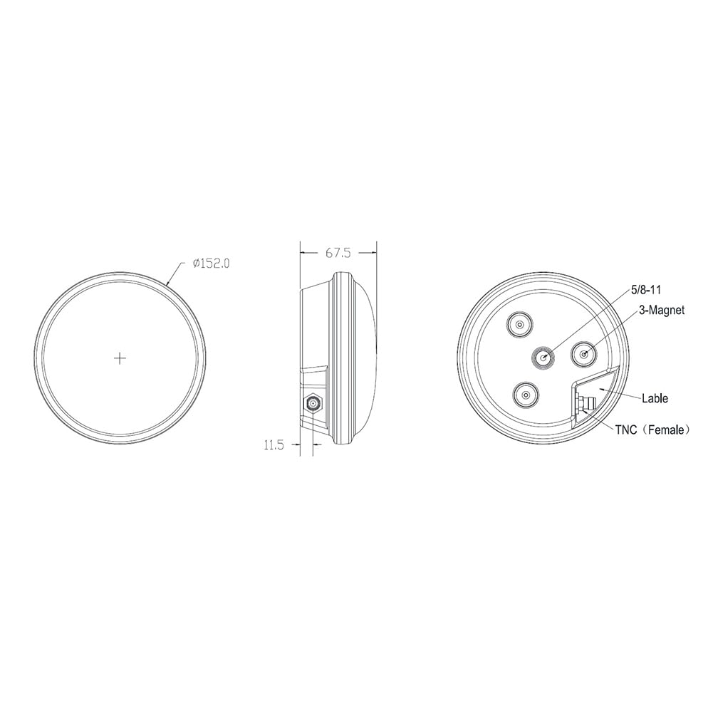 35 GNSS Antenne Aimant RTK GPS L1 L2 L5 Glonass BDs Toit de Voiture pour la Cartographie Agricole AG35(A)