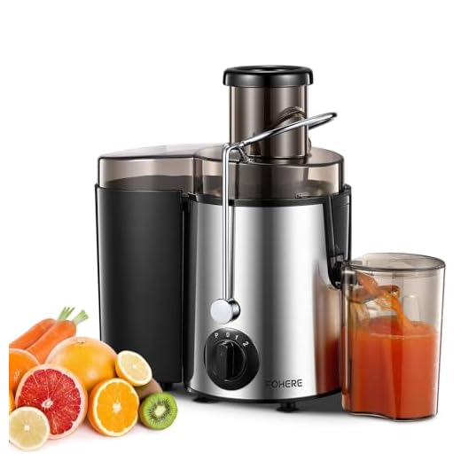 Juicer Machines, FOHERE Centrifugal Juicer Extractor Max Power 900W,Large 3” Feed Chute for Whole Fruit and Vegetables,3 Speed Control, 400w Motor,Cleaning Brush and Recipe Included (Silver)