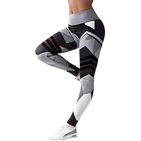 Woman Sport Pants Fitness Yoga Running Workout Gym High Waist Tummy Control (Medium, Black) Cover
