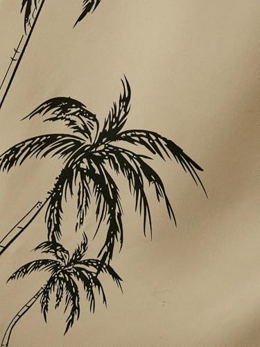 GORGLITTER Men's 2 Piece Outfits Tropical Letter Print Button Down Shirt Drawstring Waist Shorts Set4