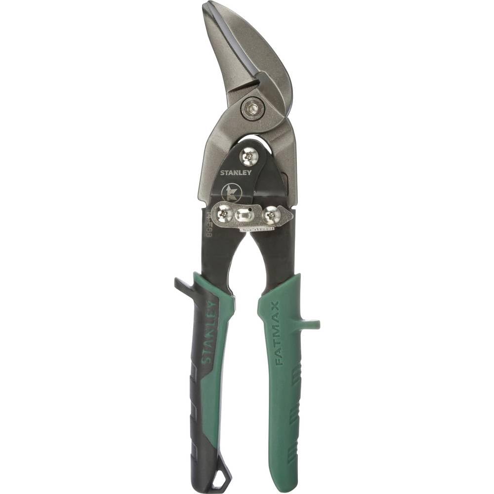 STANLEY Maxsteel Blechschere 2-14-567 (mit Durchlauf rechts, 250 mm Länge, Bi-Material Kunststoffhandgriff, chromveredelt, Einhandbedienung), grün