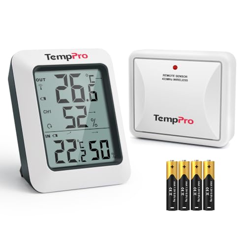 TempPro Funk Thermometer Hygrometer Innen Außen mit Außensensor