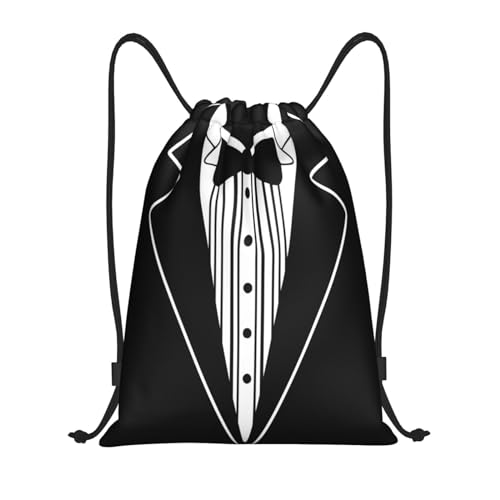 Generic Tuxedo Drawstring Backpack Gym Sackpack Beach Bag for Women Men, Medium