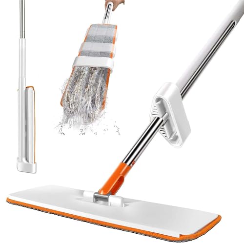 Image of TEKCOOL Moppers for Cleaning Floor Tekcool Microfiber Magic Mop for Floor Cleaning,Home Hands Free Squeeze Mop, Stainless-Steel Handle, Bucket Less and Microfiber Refill:'