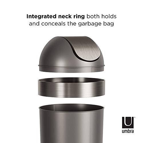 Umbra Venti Swing-Top 16.5-Gallon Kitchen Trash Large, 35-Inch Tall Garbage Can For Indoor, Outdoor Or Commercial Use, Pewter #TOP3