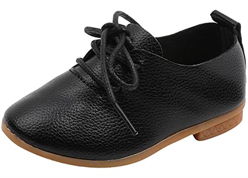 Ppxid Toddler Little Girl'S Boy'S British Style Lace Up Saddle Shoes Casual Oxfords Flats-Black 9 Us Size cover