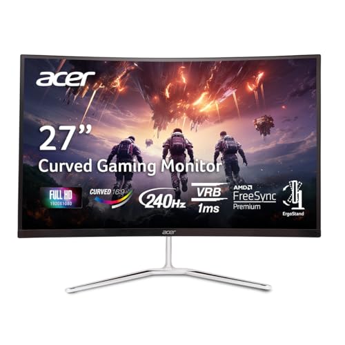 acer Nitro 27″ FHD 1920 x 1080 1500R Curved PC Gaming Monitor | AMD FreeSync Premium | 240Hz Refresh | 1ms VRB | VESA Mountable | HDR10 | 1 x Display Port 1.4 & 2 x HDMI 2.0 | EDA270 X2biip