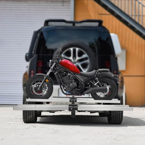 600LBS Aluminum Double Motorcycle Carrier, Aluminum Hitch Carrier for Dirt Bikes, Motorcycle Bracket, Heavy Duty Hitch-Mounted Dirt Bike Rack, (Black and Silver)