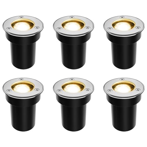 SUNRIVER Low Voltage Landscape Lights,1W Outdoor In-Ground Lights 12V-24V LED Landscape Lighting for Paver, Deck, Step, Garden, IP67 Waterproof (6 Pack Warm White)