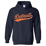 UGP Campus Apparel Hometown Baseball Script - Hometown Pride, Pitcher HOODIE, Detroit Navy, XX-Large