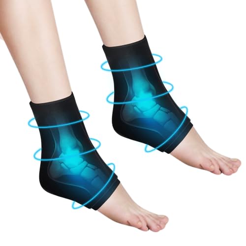 2 pcs Ankle Ice Pack for Injuries, Reusable Gel Cold Compress Pack and Hot Therapy for Achilles Tendon, Flexible Foot Ice Pack for Achilles Tendonitis, Plantar Fasciitis, Surgery, Sprained, Heel Pain