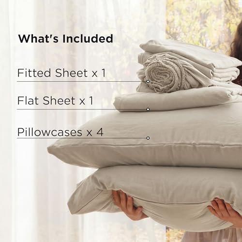 Image of Bedsure Full Size Bed Sheets, 6 Piece, Prewashed Ultra-Soft, 18-inch | Extra Deep Pocket, Breathable, Secure Fit, Hotel Luxury Bedding, Dual Side Pockets, Fade Resistant, For Air Mattress