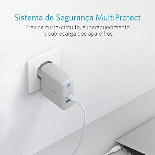 Carregador de Tomada 1 USB-C PD + 1 USB, Anker PowerPort PD 2, 33W de potência, Carregamento Rápido,