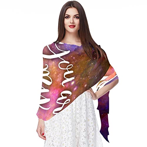 Foulard en mousseline de soie femme motif planètes espace et étoiles colorées
