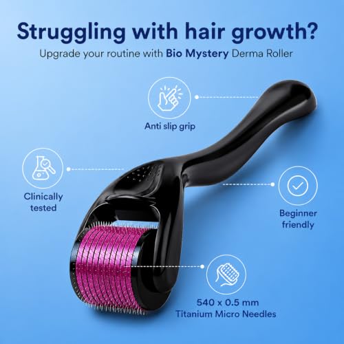 Image of Advanced Derma Roller for Hair Growth 0.5 mm - 540 Titanium Needles for Scalp & Beard Care | Thicker Looking Hair | Easy Grip Handle | Reusable Easy to use