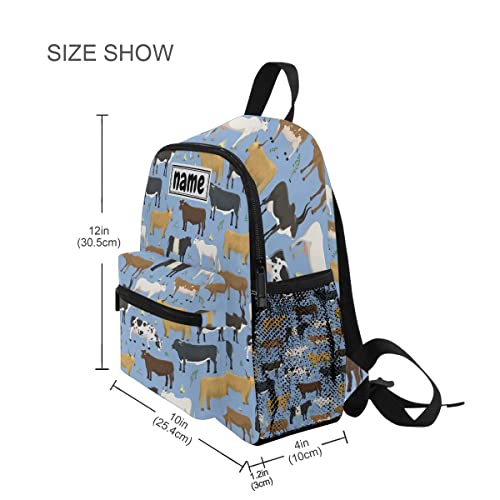 Custom Kid's Name Backpack Bulls Cows Farm Animal Toddler Backpack for Daycare Travel Personalized Name Preschool Bookbag for Boys Girls3