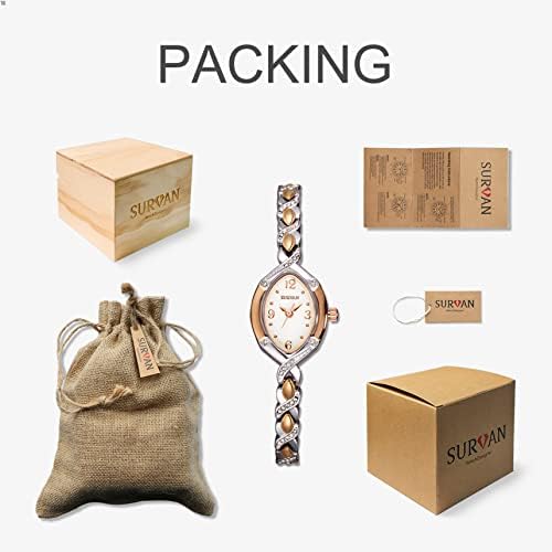 SURVAN WatchDesigner Japanese-Quartz Fashion Wrist Watch for Women 18k Yellow Gold Ion-Plated Rose Gold Stainless Steel Strap Bracelet Watch