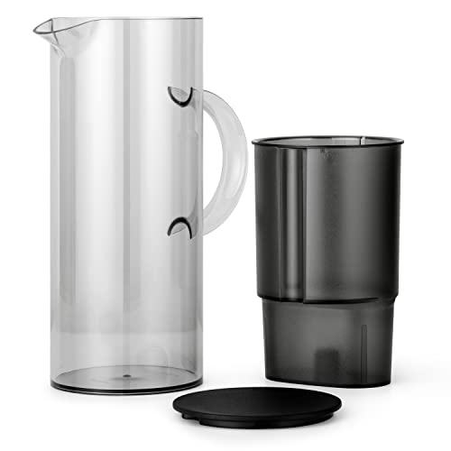 Stelton Wasserfilter-Kanne EM77 - Kompatibel mit Stelton Wasserfilterkartuschen oder Brita - Kunststoff Wasserkanne im modernen Stil - Reduziert Chlor, Kalkablagerungen - 2 Liter, Getönt