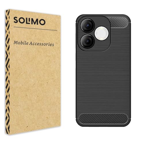 Image of Amazon Brand - Solimo ITEL A80 5G Back Cover | Back Case for ITEL A80 5G | Carbon Fibre Rugged Armour (Black)