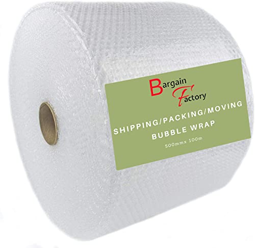 Bargain Factory Extra Large 500mm X 100m Roll of Quality Bubble Cushioning Wrap Roll - Strong, Affordable, and Ideal for House Moving, Removals, Packing, Shipping, and Mailing