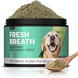 Dog Teeth Cleaning Powder,Brush Free Natural Pet Dental Powder,Bad Breath & Tartar & Plaque Off Remover with Probiotics,Vet Formulated Gentle Dog Breath Freshener for Small,Medium,Large Advanced Dogs
