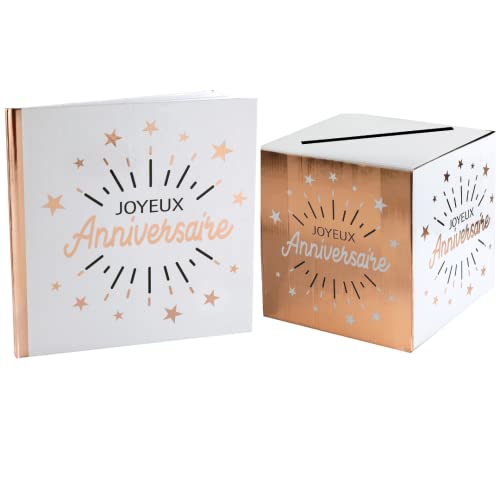 Urne & Livre d'or - Pack Anniversaire Rose Gold et Blanc