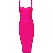 Whoinshop Womens Rayon Strap Celebrity Midi Evening Party Bandage Dress