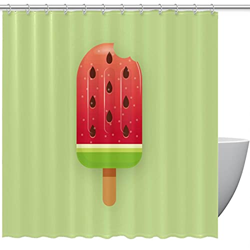 Rideau de douche pastèque vert à œillets avec crochets déco enfant