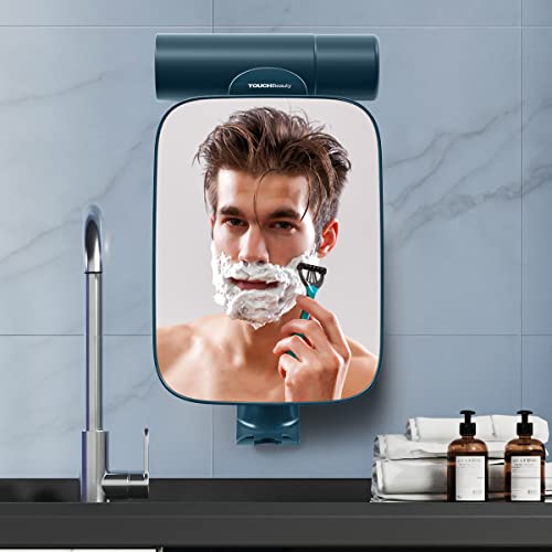 Touchbeauty 3X Shower Mirrors For Shaving With Razor Holder, Heldhand & 360 Degree Swivel, Larger Size 11" Blue Bathroom Accessories For Men #TOP23