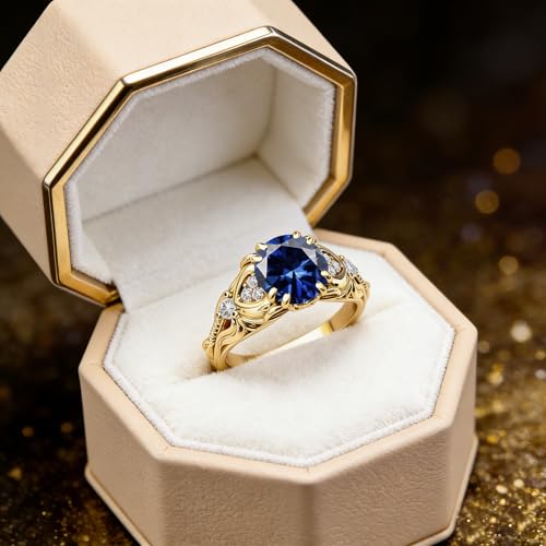 Image of Gemstone Vintage Rings for Women s925 Sterling Silver Round Cut 1.0 Carat Gemstone with Moissanite Promise Engagement Anniversary Ring for Her