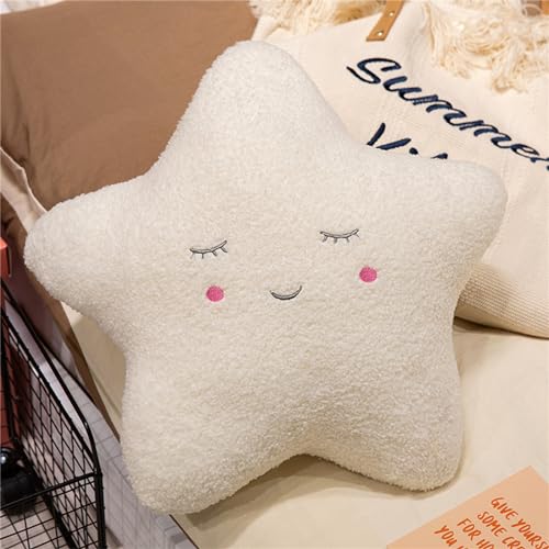 Ueiwffzo Kuschelkissen Kinder Sternkissen Flauschige Sternform Kinderkissen Plüschkissen, Sternkissen Dekokissen für Kinderzimmer Mädchen Jungen (Gelb,offene Augen)