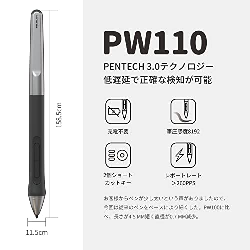 HUION ペンタブ ペンタブレット Inspiroy 2 6.3 x 3.9インチ 全面アップグレードのペンPW110 Android Windows MacOS Linux対応 持ち運びやすい 初心者向け ブラック Sサイズ