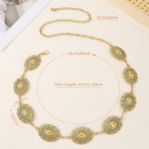 YZRIZX Western Concho Chain Belt for Women Boho Metal Belts For Country Concert Dresses Jeans Cowgirl Vintage Waist Belt - Image 7