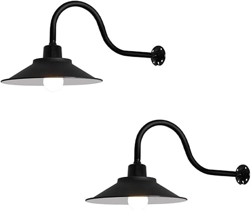 KXEcoLife Outdoor Waterproof Wall Sconce Anti-rust Iron Gooseneck Barn Light Vintage Lamp Farmhouse Mount Exterior Fixture For Porch Garage Patio, 2PCS