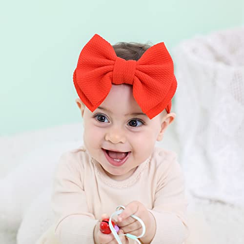Cinaci 12 Pack Solid Candy Colors Stretchy Wide Nylon Headbands With Knot Big Hair Bow Elastic Headwraps Oversized Hairbands Large Hair Bows Hair Accessories For Baby Girls Infants Toddlers Kids #TOP3