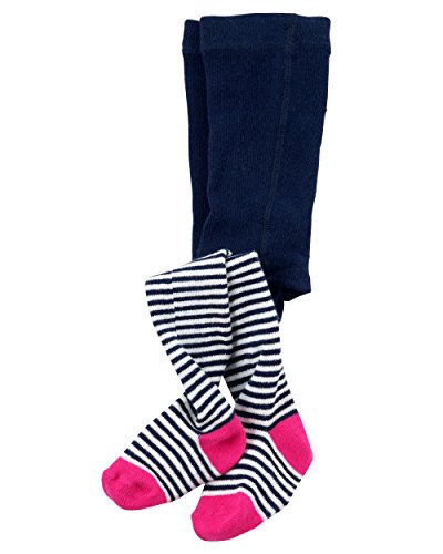 Carters Little Girls Tights (4-6 Years, Navy stripe)
