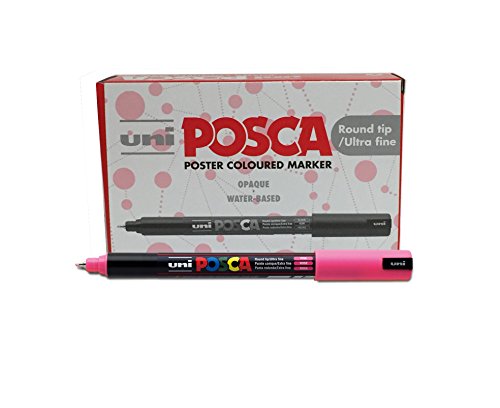 uni-ball Posca PC-1MR Ultra Fine Bullet Tip Marker - Pink, Pack of 12