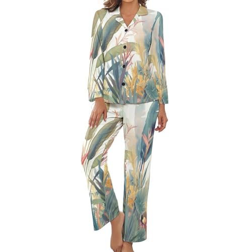 Pyjama femme jungle tropicale pour des soirées cocooning et chic à la maison