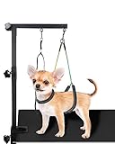 Dog Grooming Arm with Clamp, Adjustable Dog Grooming arm with Two Loop Noose for Small Medium Dogs at Home - Table not Included