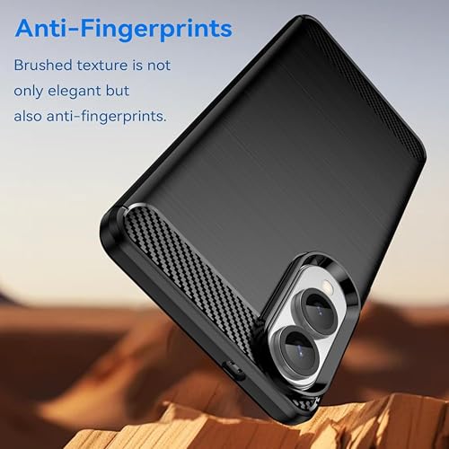 Image of Soft Carbon Fiber TPU Slim Military Grade Drop Protection Case Cover Compatible with Samsung Galaxy S25 Edge 5G (2025) (Carbon Black)