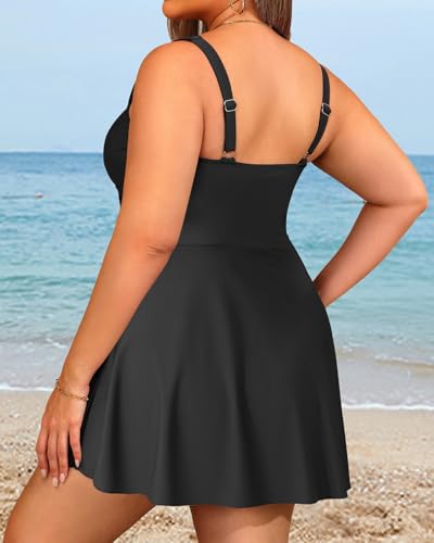 Plus Size Swim Dress for Women - One Piece Swimsuit Tummy Control Bathing Suit Twist Front Curvy Swimwear 20252