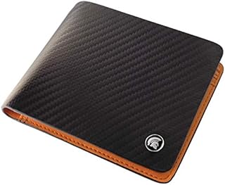 POWR Mens Wallet Genuine Leather, RFID Blocking Carbon Fibre Bi-fold Card Holder with 6 Card Slots, 2 Note Compartments and an ID Window Slot, Stylish Minimalist Design with Gift Box (Black and Tan)