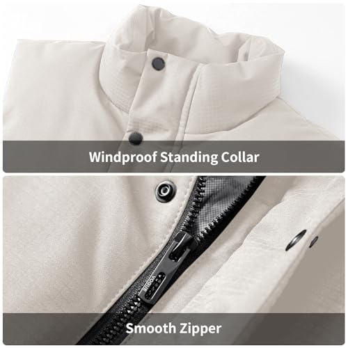 Image of PEGENO Men's Lightweight Outdoor Suede Padded Vest Sleeveless Casual Stand Collar Zipper Jacket Warm Winter Coat
