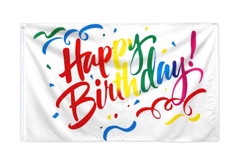 AZ FLAG - Flagge Alles Gute Zum Geburtstag Geburtstag Vielfarbiger - 150x90 cm - Happy Birthday Cake Fahne 100% Polyester mit Messing-Ösen - 110g