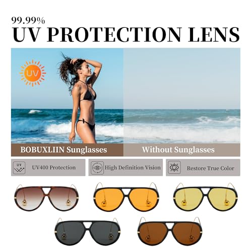 Oversized Retro Aviator Sunglasses for Women Big Large UV400 Protection 2025 Trendy Frame Shades4